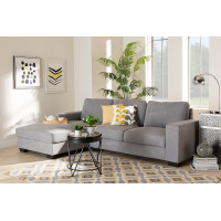 Baxton Studio J099S-Light Grey-LFC Nevin Modern and Contemporary Light Grey Fabric Upholstered Sectional Sofa with Left Facing Chaise